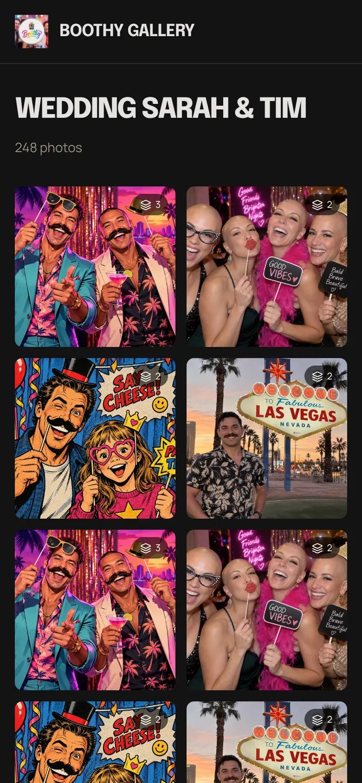 The wedding photo gallery on the customer’s phone